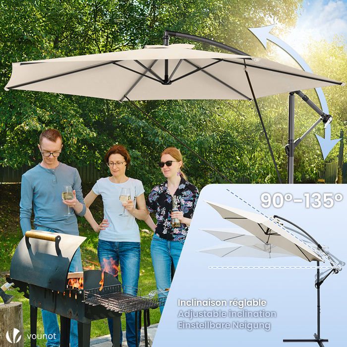 Auvent De Rechange Parasol 3m - Polyester Imperméable UV - 6 Baleines - LEMCC