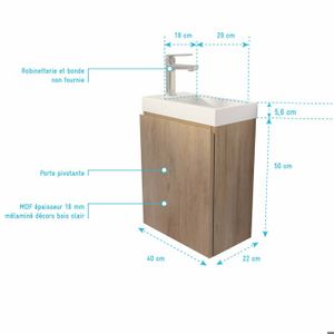 Lavabo De Toilette Suspendu Essento - Céramique Blanc, 30x20 Cm, Pour Petit WC