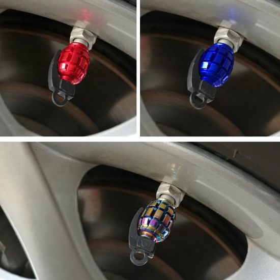4 bleu grenade bombe insérer valve capuchons anti-poussière pour tout véhicule