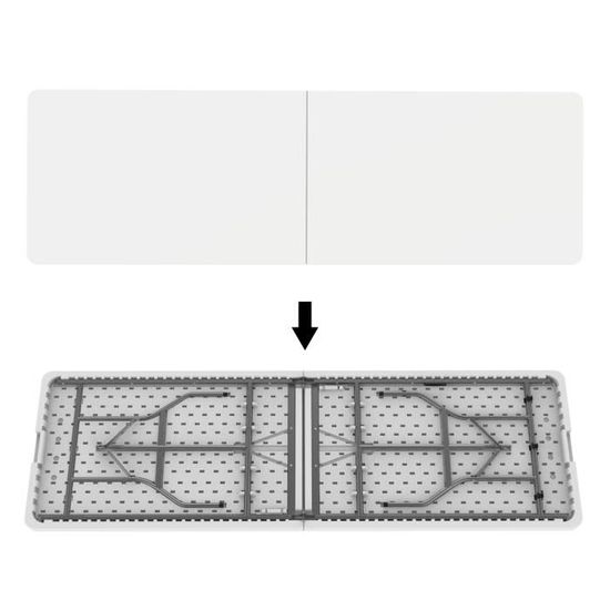 Pliable en deux Blanc Table en Plastique Robuste 240 x 76 cm