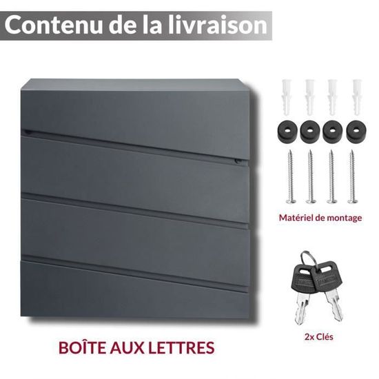boite aux lettres murale acier zingue anthracite tube journaux cles courrier fente d insertion extra large cdiscount bricolage