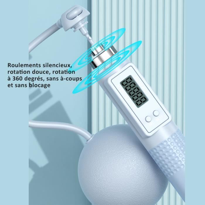 Machine à Sauter Intelligente – Bluetooth, Télécommande, 10 Vitesses, Compteur LED, Corde Nylon/ PVC, Rose