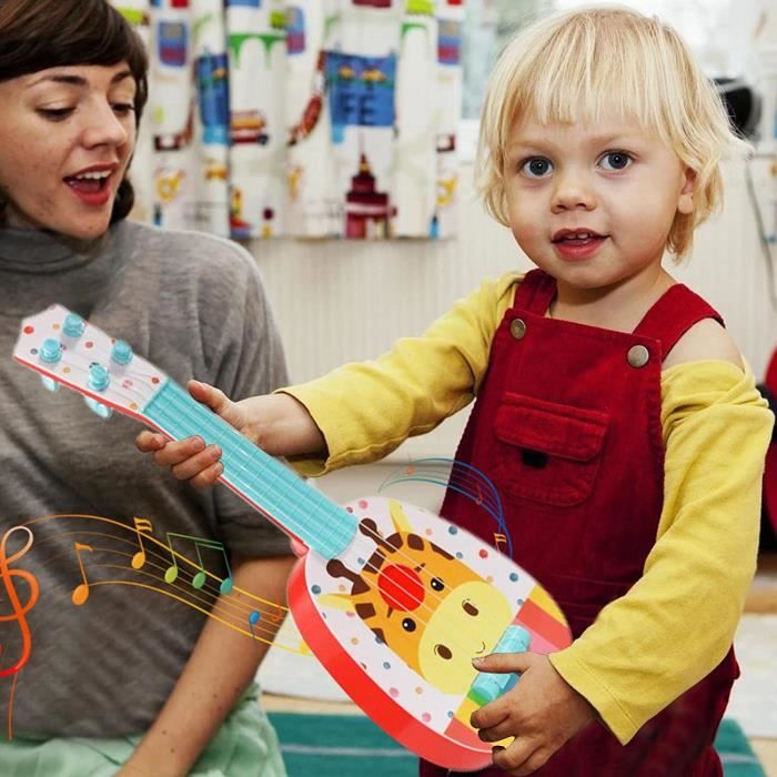 Ukulélé Guitare Pour Enfants 36 Cm – 4 Cordes Réglables En Nylon – Instrument éducatif Pour Tout-petits Dès 2 Ans, Multicolore