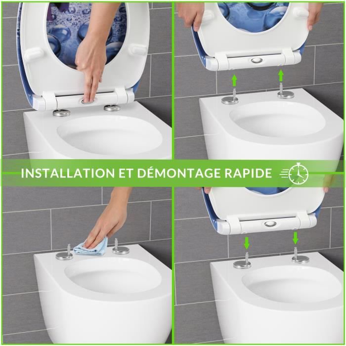 Abattant WC universel thermodurcissable frein siege de toilette salle de bain mecanisme d abaissement automatique gouttes