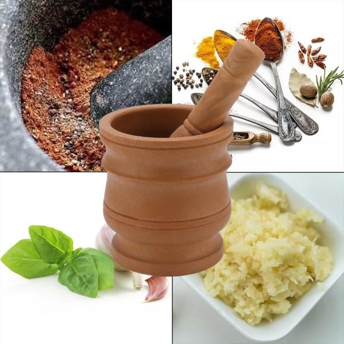 Mortier Et Pilon En Bois De Jujube - Pour Broyer Ail, Gingembre, épices, Facile à Utiliser Et Stable