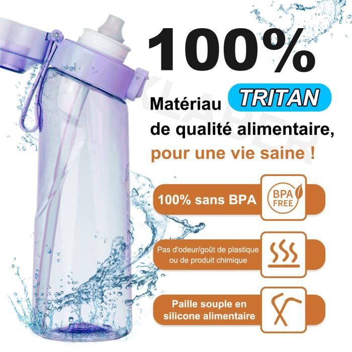 Gourde Aromatisée Grikeyo 650ml Avec 7 Parfums - Sans BPA | 0 Sucre Avec Paille Et Brosse