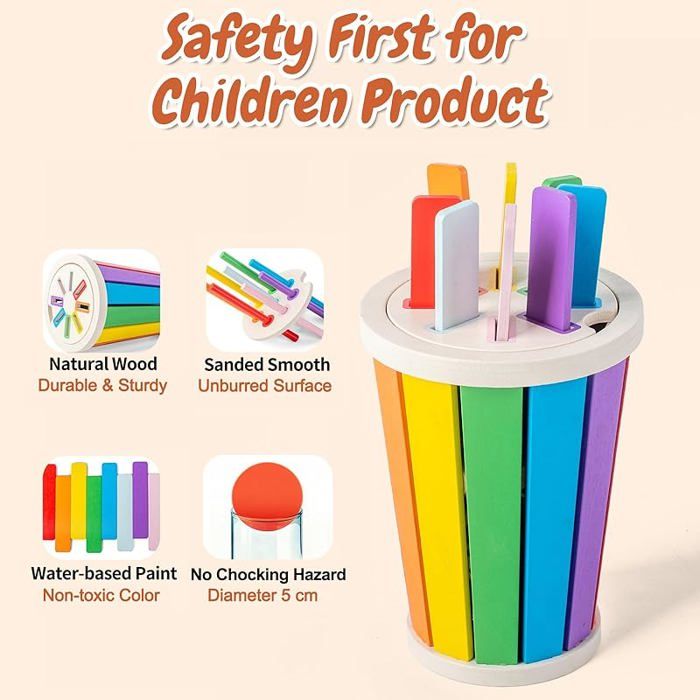 Jouet Montessori En Bois – Tri De Formes Et Couleurs, 25 Blocs De 5 Formes Et 5 Couleurs, Pour Enfants De 1 à 3 Ans
