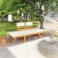Banc de jardin Banquette d'extérieur - avec coussins 2-en-1 190 cm Bois solide d'acacia - Mobilier de jardin 6970-0