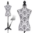 LEXLIFE Mannequin de Couture-Vitrine - Buste Décoratif de Femme Réglable - 86 cm x 67 cm - Noir et Blanc-0