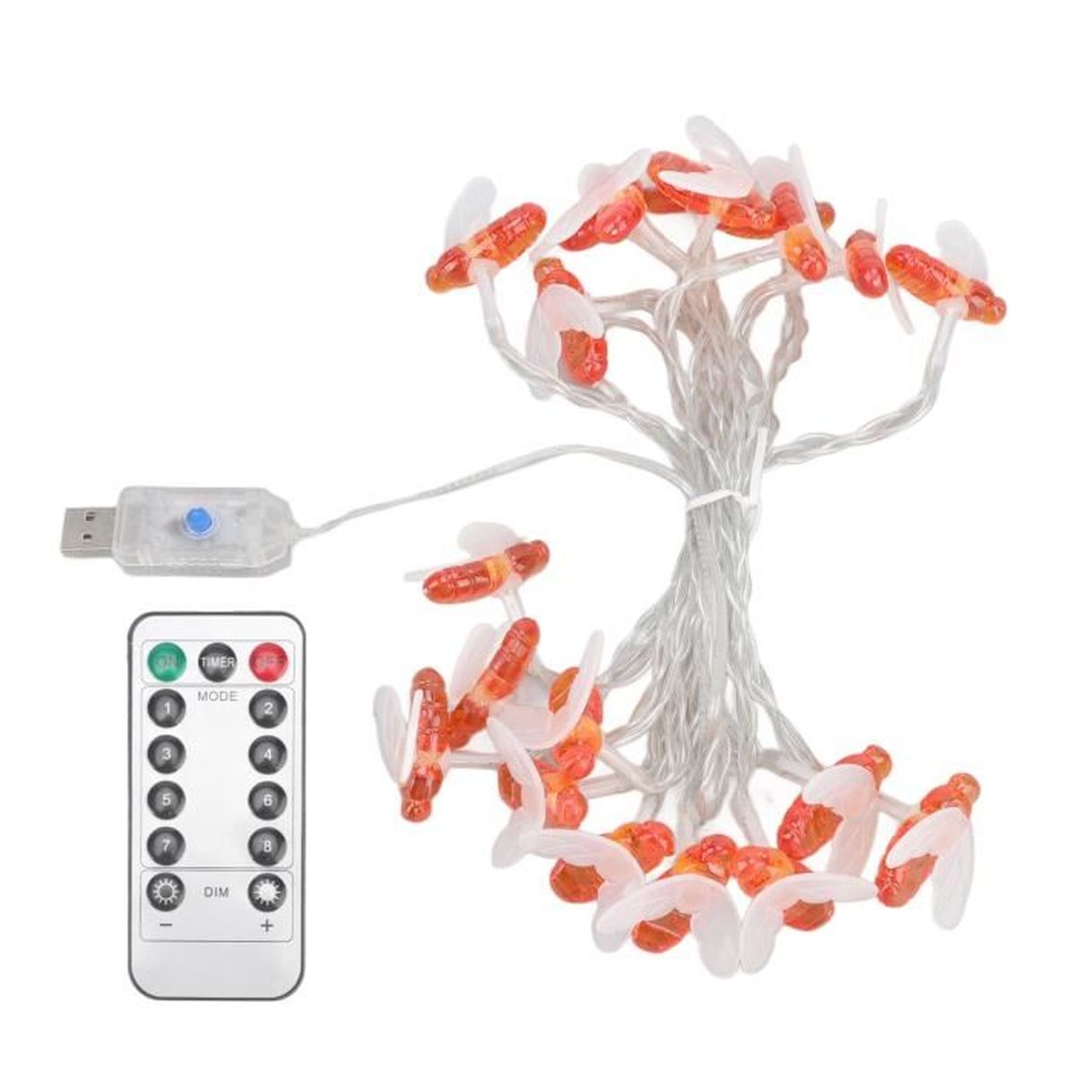 Guirlande Lumineuse 10 Mètres 100 LED USB - Étanche IP65, Télécommande, Blanc Chaud 3000K, Pour Noël Et Décoration