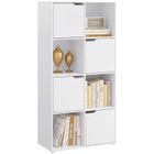 WOLTU Bibliothèque Étagère, Meuble de Rangement, 8 Cubes de Rangement, 4 Portes, en Bois d'Ingénierie, 60x30x120cm, Blanc W0ATT0296