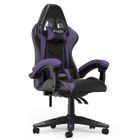 BIGZZIA Siège gaming Pivotant - Chaise gaming de bureau avec coussin et dossier - Accoudoirs Réglables - Ergonomique - Violet
