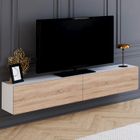 IDMARKET Meuble TV 180 cm suspendu ELIO 2 portes blanc et bois