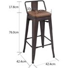 Tabouret Industriel Factory Métal Noir Mat - JEOBEST - Lot de 4 - Cuisine - Extérieur - Adulte