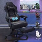 PULUOMIS Fauteuil Gaming Chaise, Ergonomique Massage Gamer Chaise，Réglable Pivotant, Haut Dossier avec Repose-pied Appui-tête, Noir