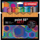 Stylo-feutre - STABILO - Point 88 - 24 pièces - Pointe fine 0,4 mm - Assorties - Mixte