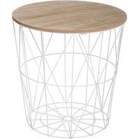 Table à café - Kumi - Blanc - D 39.5 x 41 cm - Aspect bois - Contemporain - Design