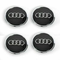 4pcs 69mm noir enjoliveurs de moyeu de roue noire emblème de logo chromé pour Audi A3 A4 A5 A6 S4