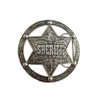 Boucle de Ceinture, Accessoires de Motard Badge de Shérif Gravée "Sheriff" Plaqué Argent Vintage