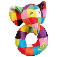 Peluche activité - Rainbow Designs - Elmer l'éléphant - Hochet en anneau - Tactile et engageant