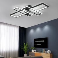 LED Plafonnier Avec Télécommande Dimmable 3 Couleurs Moderne de Plafond Rectangles Luminosité Variable Éclairage Pour Salon - Noir