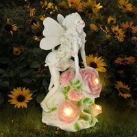 JINZDASU D'ange Statue de Jardin,Solaire Résine Jardin Statue Ange avec LED,Pour Jardin,Terrasse,Pelouse,Cour,Déco l'extérieur