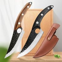 2pcs Couteau Japonais Couteau Viking Forgé à la Main en Acier à Haute Teneur en Carbone Cuisine Couperet pour Maison,Camping