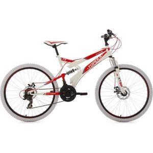 VTT VTT tout suspendu 26'' Topeka blanc-rouge KS Cycling - 21 vitesses - freins à disque mécaniques