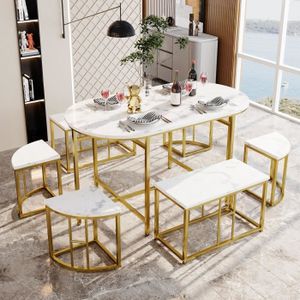 TABLE À MANGER COMPLÈTE Ensemble Table à manger moderne avec 6 chaises - B
