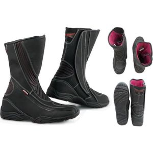 CHAUSSURE - BOTTE Moto Scooter Bottes Imperméables en Cuir Noir Tail