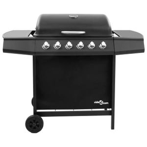 BARBECUE LEX Barbecue gril à gaz avec 6 brûleurs Noir - Qqm