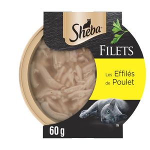 BOITES - PATÉES LOT DE 6 - SHEBA - Pâtée pour chat Adulte Les Effilés de poulet - barquette de 60 g
