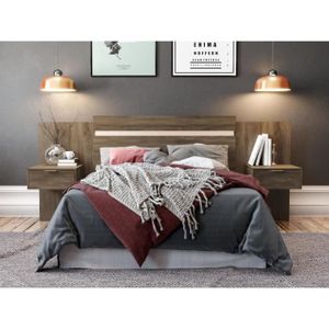 TÊTE DE LIT Tête de lit extensible avec chevets PARATI - 140/160 cm - Marron - VENTE-UNIQUE