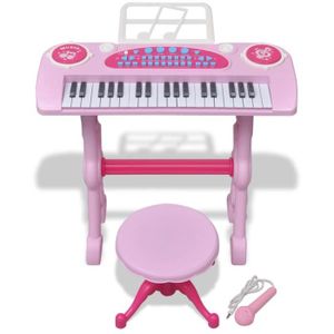 PACK PIANO - CLAVIER LIU-7809355949308Clavier jouet d'enfants et tabouret/microphone 37 touches Rose