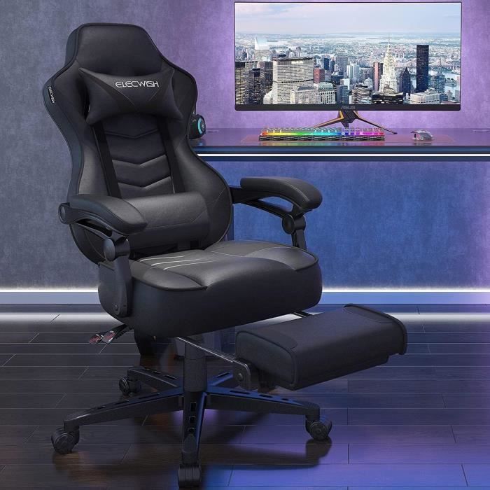 Vinsetto chaise de bureau fauteuil gaming hauteur réglable dossier  roulettes pivotantes repose-pied tissu en maille 58L x 72l x 108-118H cm  gris noir