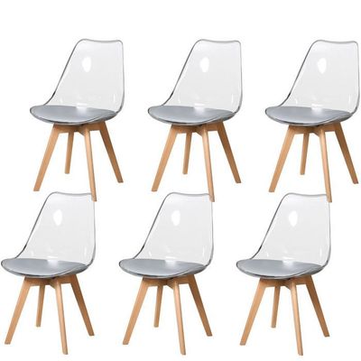 Hjhomeheart Lot De 2 Chaises De Salle À Manger Transparentes Modernes