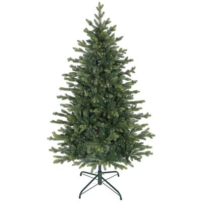 Sapin De Noël Artificiel 120 Cm TUBIAZ – 200 Branches PVC Difficilement Inflammable – Avec Support – Facile à Monter – Vert