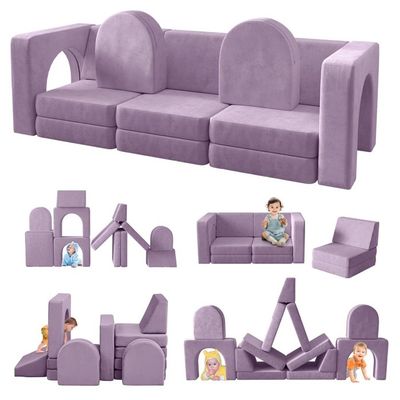 Canapé-lit Pour Enfants 2 Places Rose Peluche Douce - Mobilier Bébé & Tout-Petit