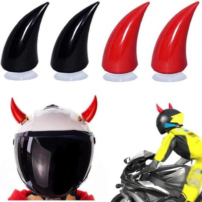 Cornes Démon Casque Moto - 2 Pièces Avec Ventouse - Déco Universelle Noire - Accessoire Style