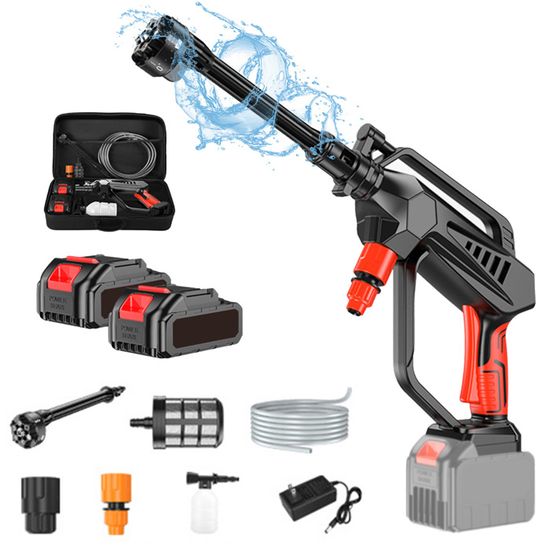 Laveuse Pression Mobile Nettoyeur Haute Pression Sans Fil Wowspeed - 120 Bar - 2 Batteries - 5m Tuyau Karcher Sans Fil Portable
