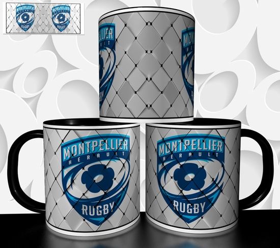 Mug à Café Montpellier Hérault Rugby - 325 Ml, Céramique Blanche, Fabriqué En France