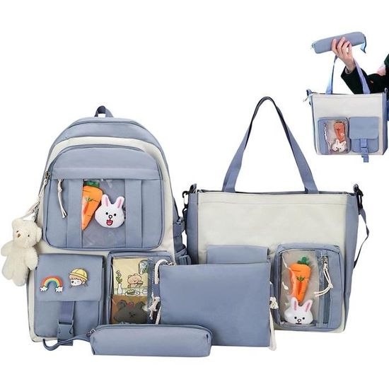 Nouvel ensemble de sacs à dos scolaires de style japonais, adorable, pour filles, sac à dos scolaire tendance, ensemble de 4 pièces pour le lycée