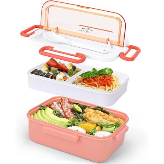 Boîte Bento Compartimentée 1000 Ml - Plastique, Micro-ondable, étanche, Pour école, Travail, Pique-nique