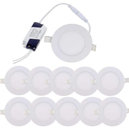 Jandei Pack 6 Downlights LED Encastrables 18W 1440 Lumens - Blanc Chaud 3000K - Profondeur 13mm