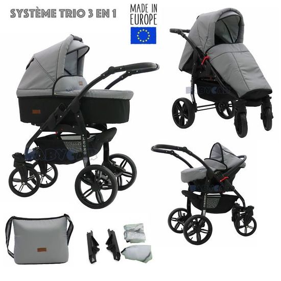 Poussette 3-en-1 BabySportive - Avec Siège Auto, Roues Pivotantes, Garantie Offerte