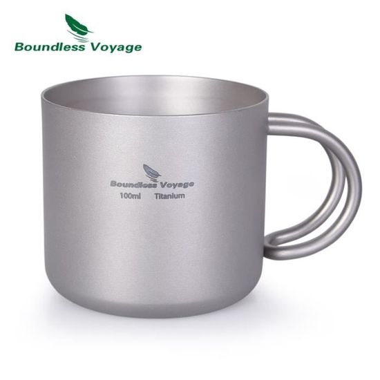 Tasse Isotherme En Titane DAZZLEEX - Sans Poignée - 4 Tailles Au Choix (220ml à 600ml) - Parfaite Pour Camping Et Randonnée