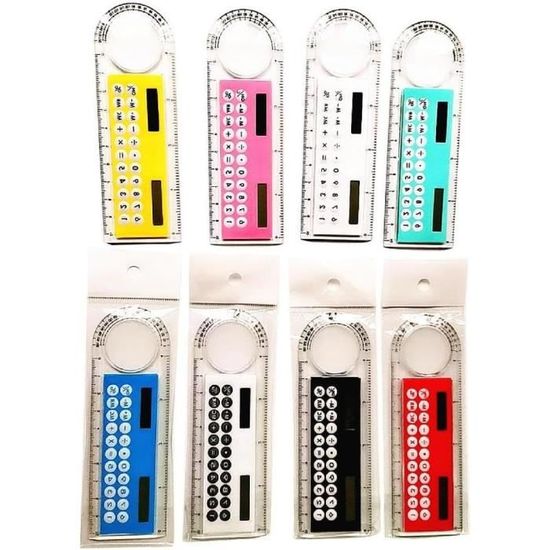 Règle Calculatrice 2 En 1 – Multifonction Avec échelle Cm/pouces, Rapporteur Et Calcul 8 Chiffres | Format Poche Pour écoliers, étudiants, Bureau