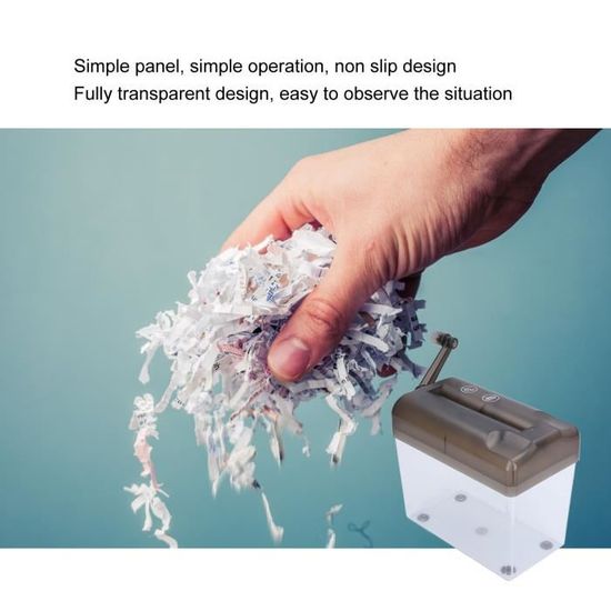 Déchiqueteuse Manuelle Portable - Broyeur à Papier ABS, Silencieux, Facile à Utiliser, Bleu