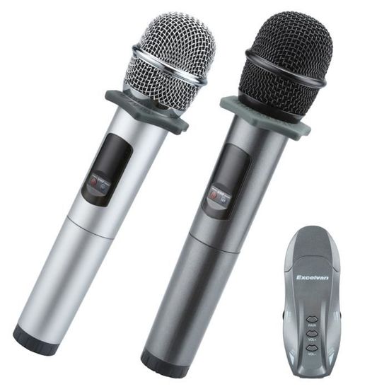 Excelvan K18U Microphone sans Fil Professionnel Bluetooth à Deux Mains