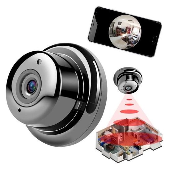 IEGEEK Mini cam ra IP Fisheye 720P HD 180 degr s Wi Fi Cam ra